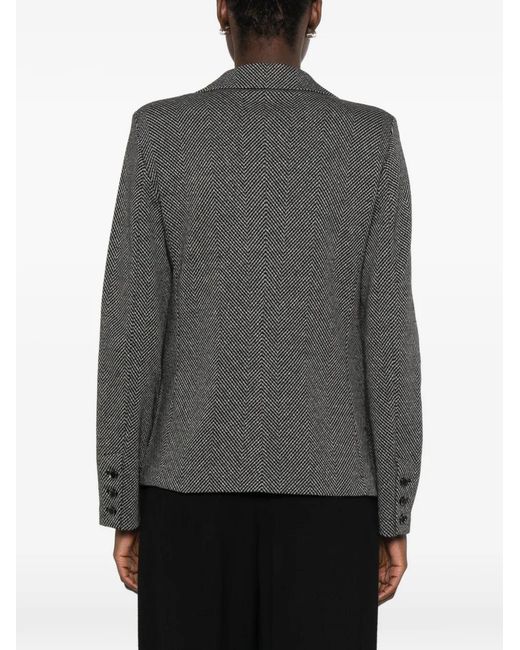 Emporio Armani Gray Herringbone-Pattern Single-Breasted Jacket