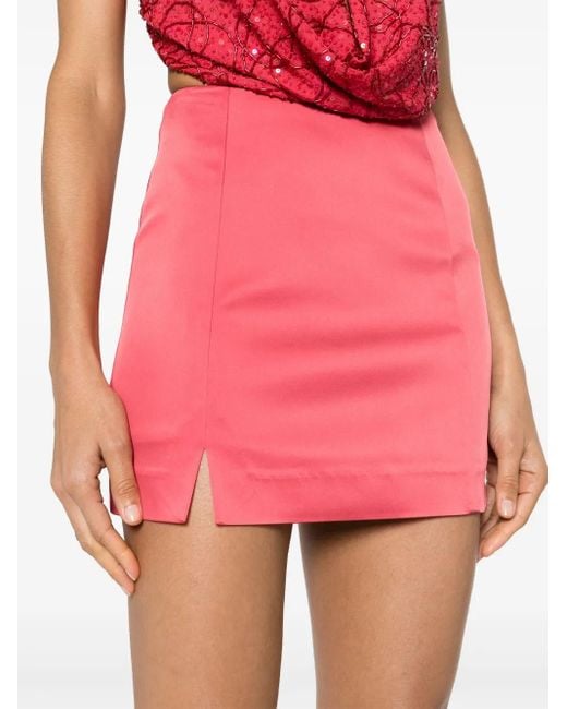 Cult Gaia Pink Flor Satin Mini Skirt