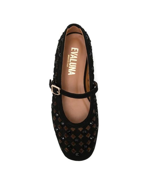 Evaluna Black Cut-Out Flat Pumps