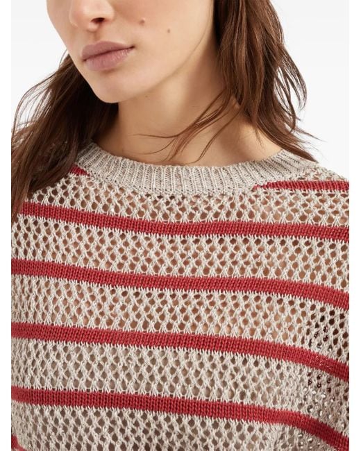 Maglione Dazzling Net di Brunello Cucinelli in Red