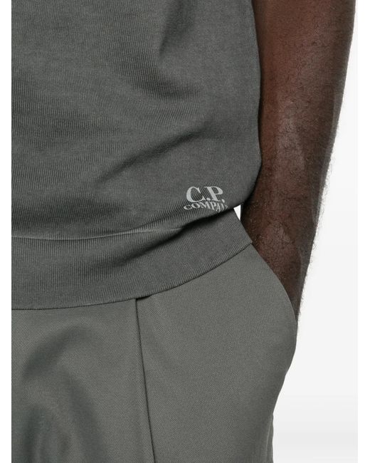 C P Company Gray Buttoned Polo Shirt for men