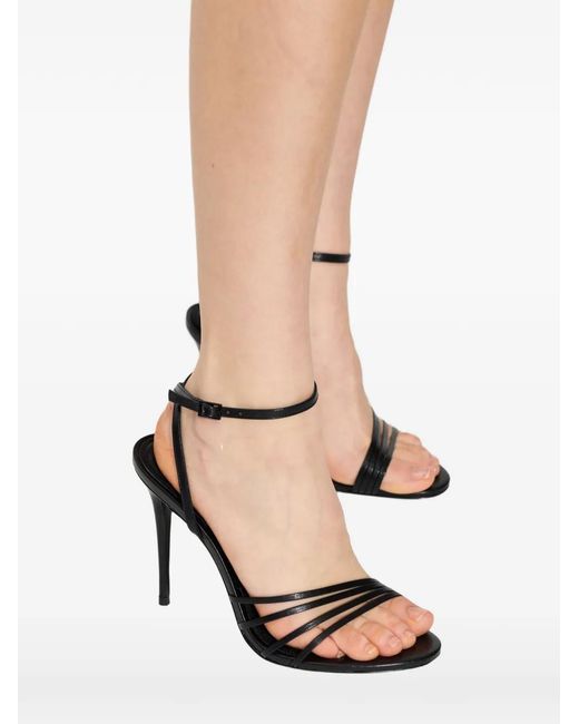 Black Suede Studio White Ella Leather Sandals