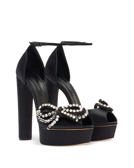 Casadei Black Julia Satin Platform 140