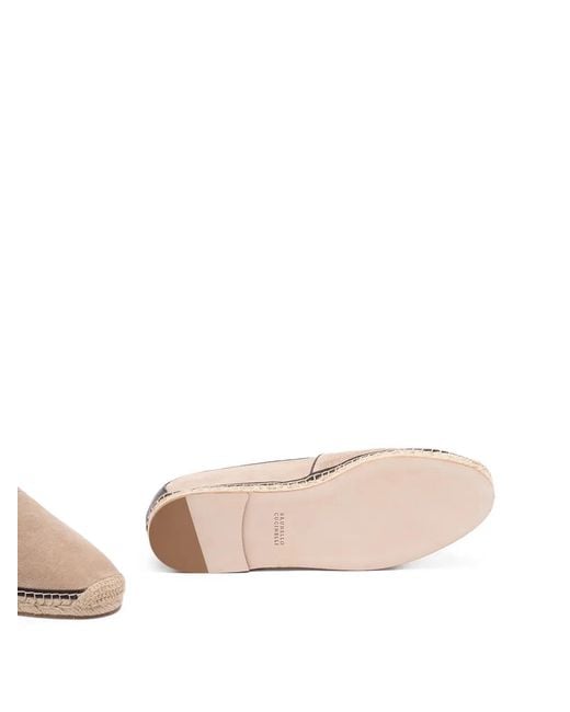 Brunello Cucinelli White Grained Calfskin Espadrilles With Piping for men