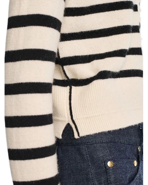 Maria McManus Blue Striped Fringe-Trim Cardigan