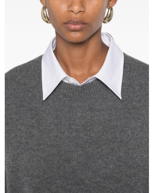 Lisa Yang Gray Veira Crew-Neck Sweater