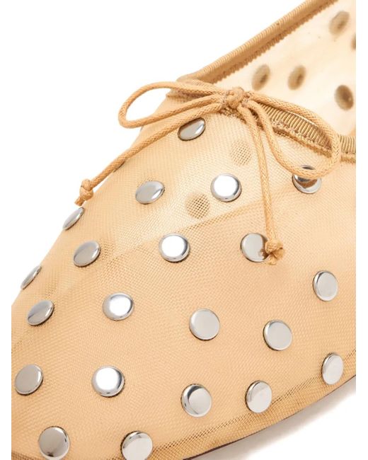 Loeffler Randall Natural Landon Studded-Details Ballerina Flats