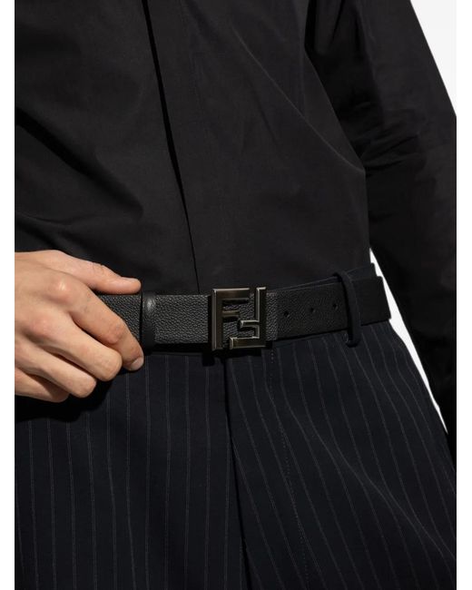 Fendi White Squared Ff Logo Reversible Belt for men