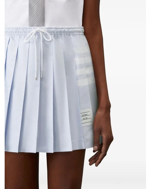 Thom Browne Blue Minijupe Plissée À Lien De Resserrage