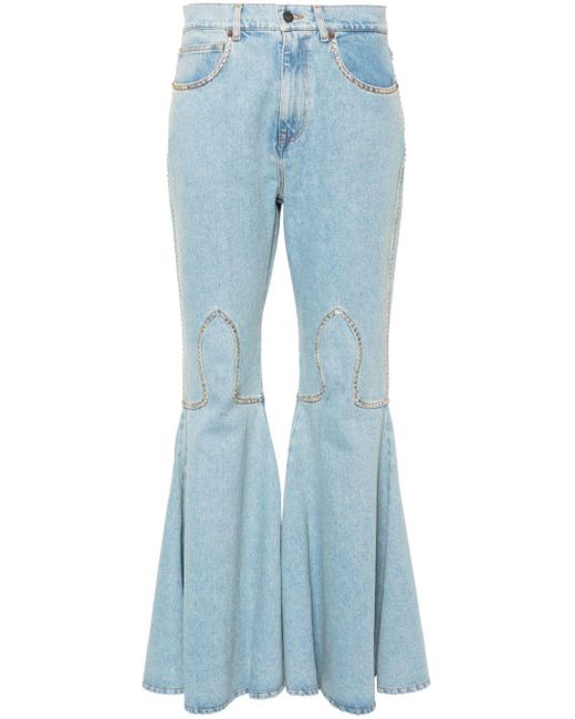 GIUSEPPE DI MORABITO Blue Crystal-embellished Flared Jeans