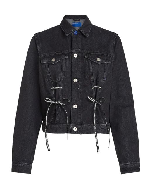 Karl Lagerfeld Blue Lace-Tie Denim Jacket