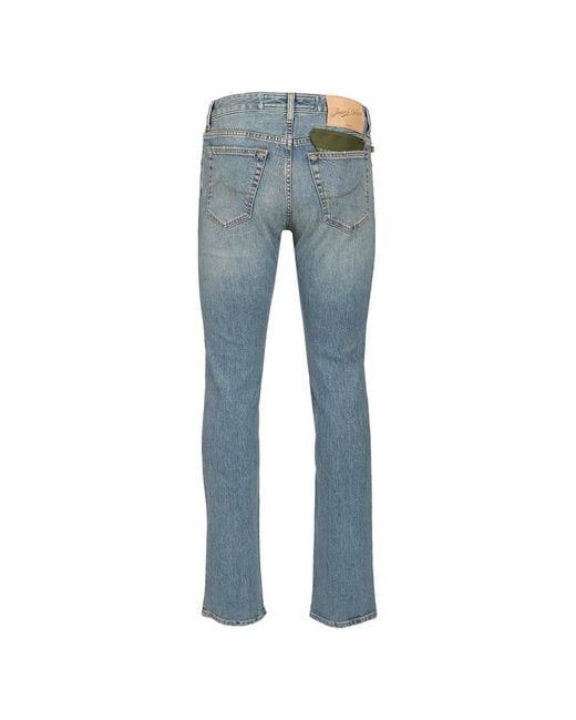 Jacob Cohen Blue Logo-Patch Jeans for men