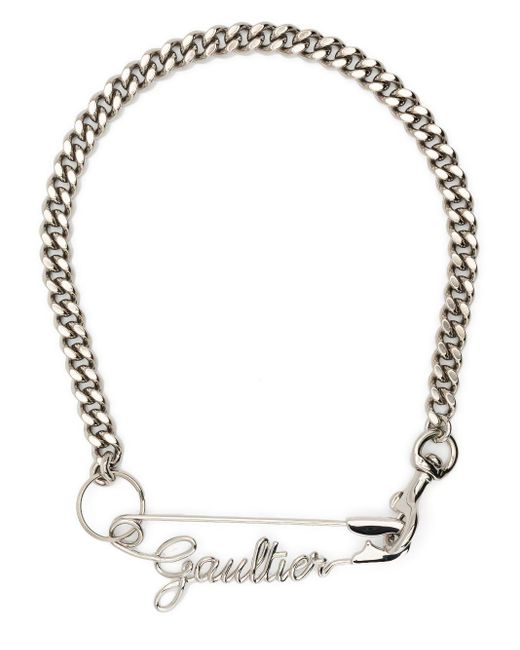 Jean Paul Gaultier White Pin Gaultier Necklace Silver In Brass