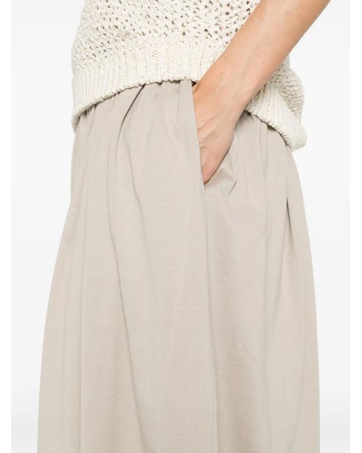 Ma'ry'ya White Elasticated-Waistband Midi Skirt