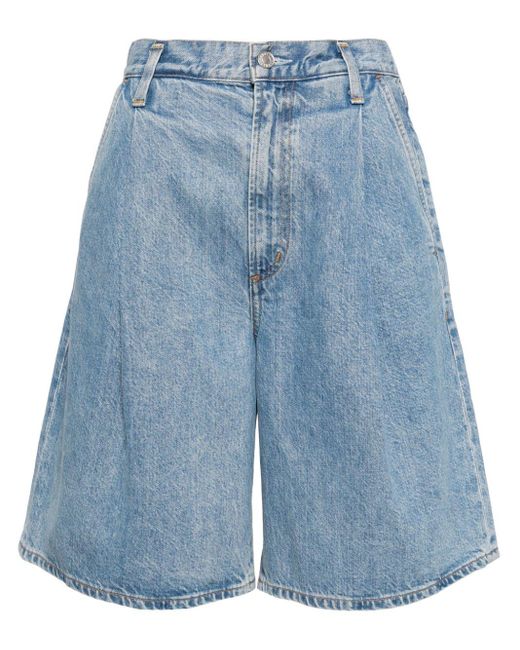 Agolde Blue Ellis Knee-length Denim Shorts