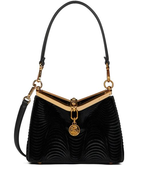 Etro Black Small Velvet Vela Bag