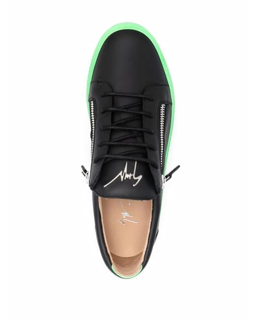 Giuseppe Zanotti Green Contrasting-Sole Low-Top Sneakers for men