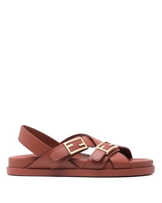 Fendi Red Leather Sandals