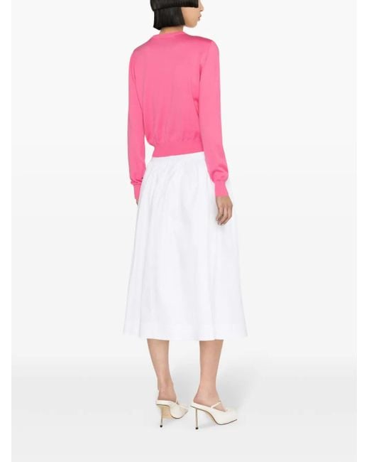 Moschino White Midi Skirt With Gathers