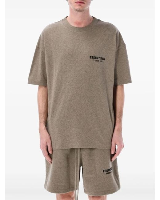 Fear Of God Gray Essentials Logo-Print Oversized T-Shirt for men