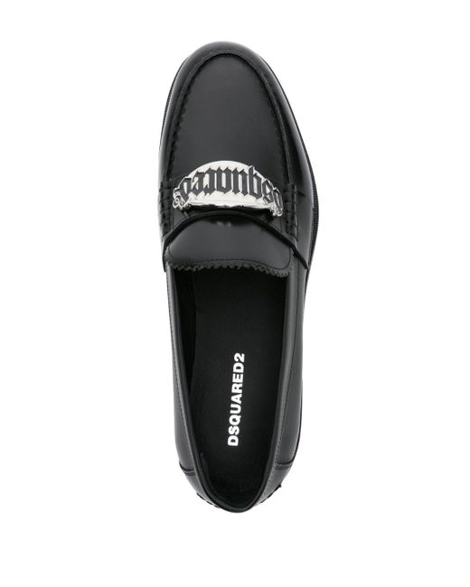DSquared² Leren Loafers Met Logoplakkaat in het Black voor heren