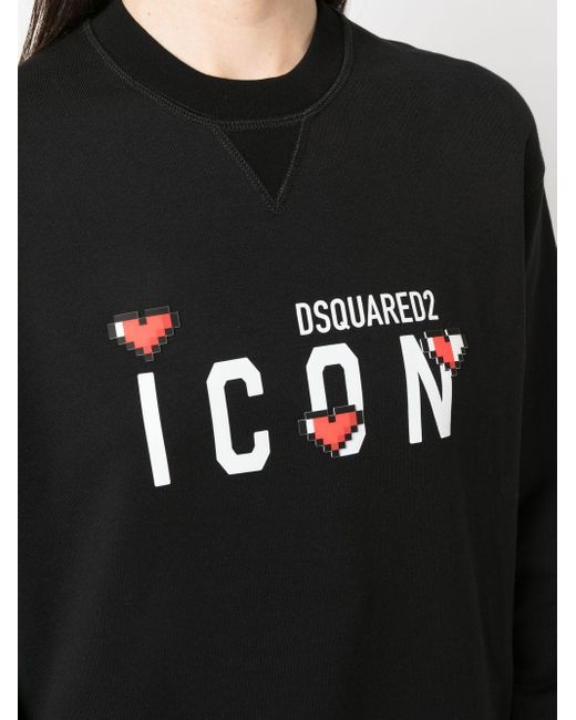 DSquared² Icon-print Cotton Sweatshirt in het Black