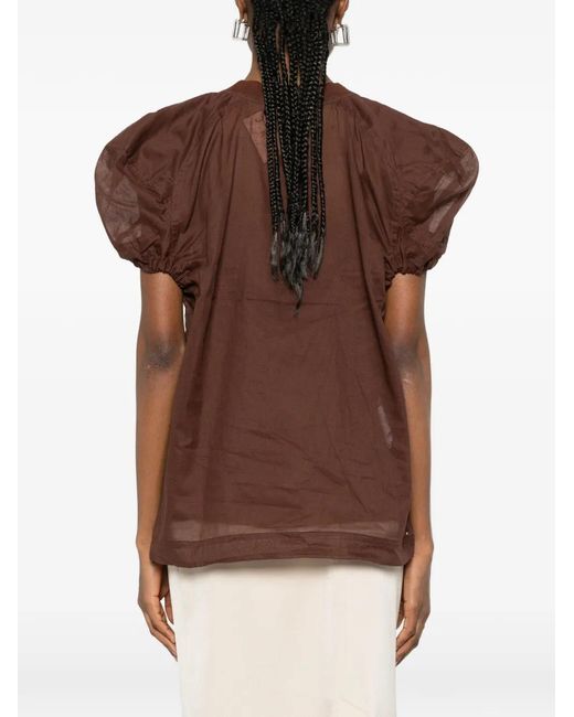 Plan C Gesmockt T-Shirt in het Brown