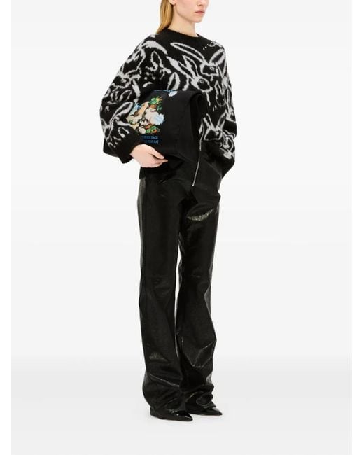 MSGM Black Rabbit-Print Sweatshirt
