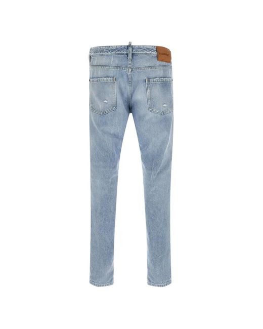 DSquared² Blue Belt-Loop Ripped Jeans for men
