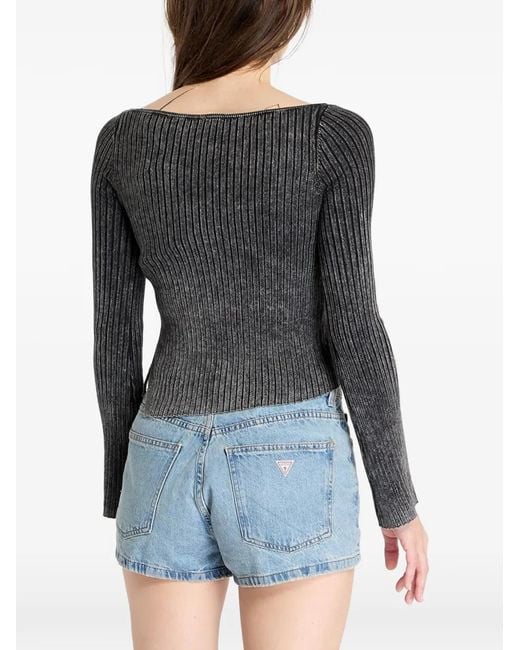 Guess Black Ribbed-Knit Sweater