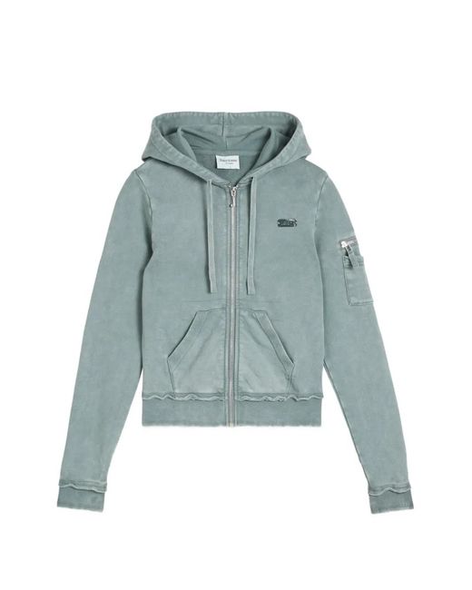 Juicy Couture Blue Washed-Effect Zip-Up Hoodie