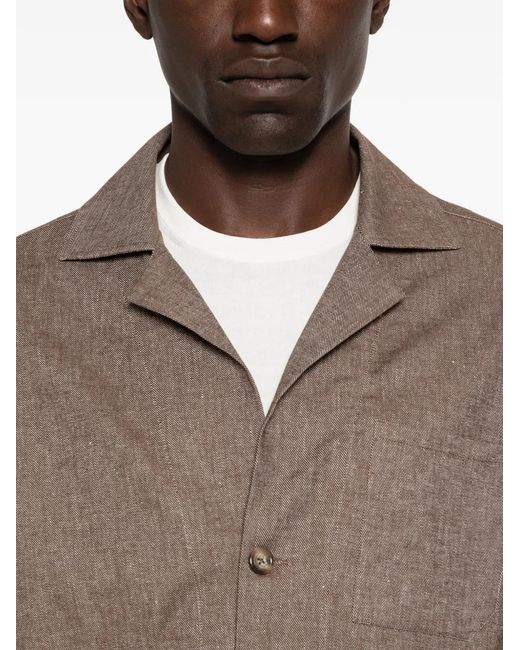 VELA SHOP Brown Patch-Pocket Long-Sleeve Shirt for men