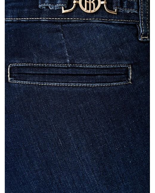 Fracomina Blue Logo-Plaque Turn-Up Jeans
