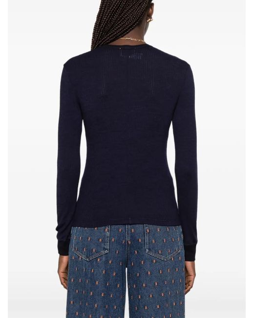 Forte_forte Blue Ribbed Long-Sleeve T-Shirt