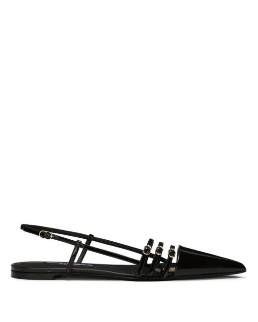 Dolce & Gabbana Black Patent-finish Leather Ballerina Shoes