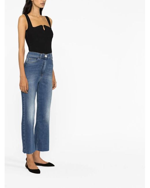 Elisabetta Franchi Blue Cropped High-Waisted Jeans