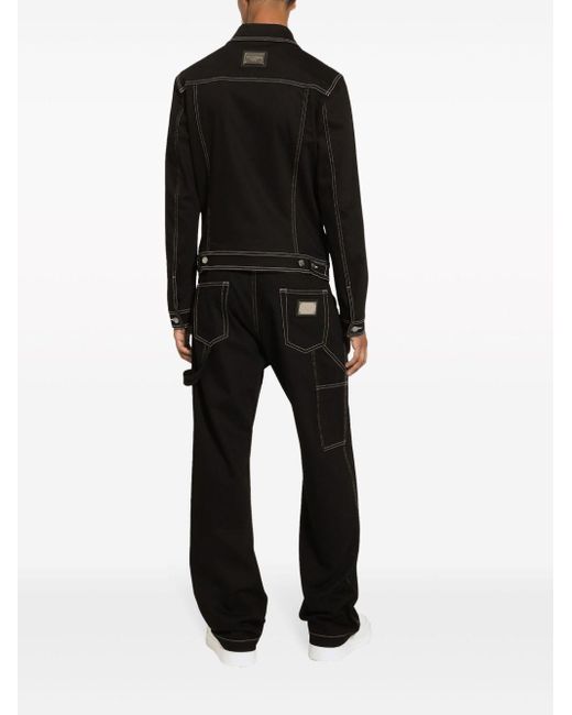 Dolce & Gabbana Black Contrast-stitching Denim Jacket for men