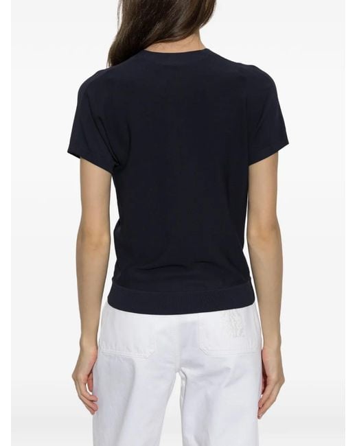 Max Mara Blue V-Neck Button-Up Top