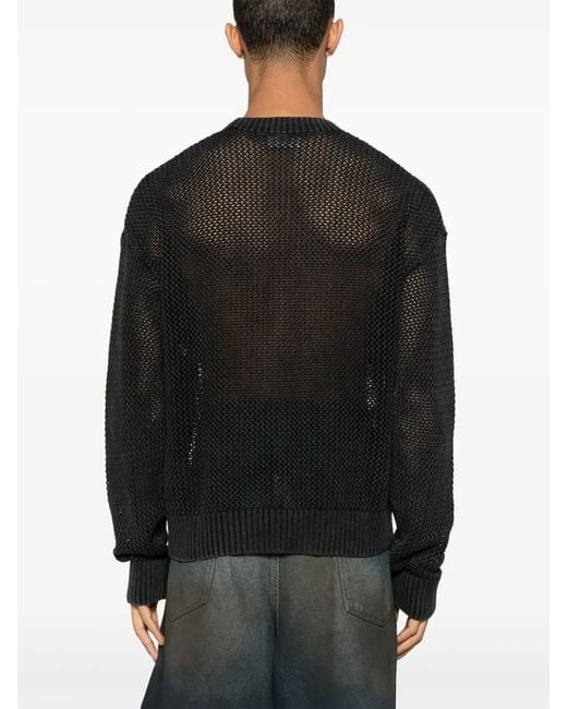 Represent Black Open-Gauge Sweater for men