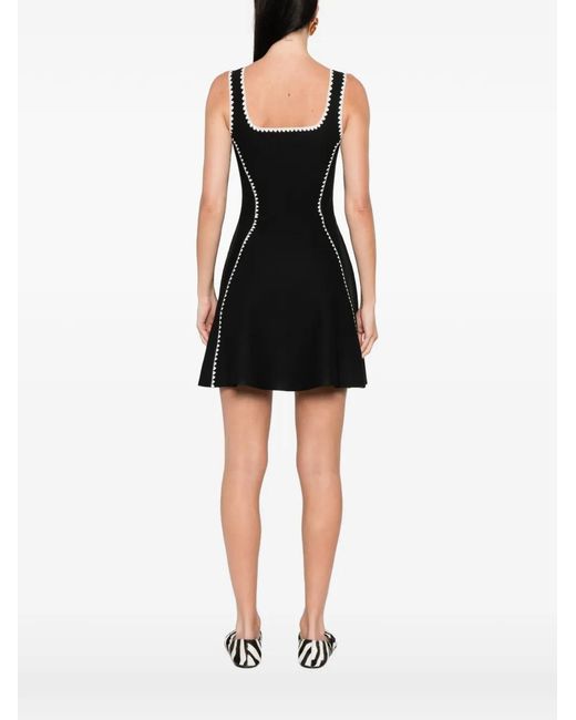 Maje Black Scalloped-Knitted Midi Dress
