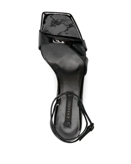Casadei Black Cut-out Patent-leather Sandals