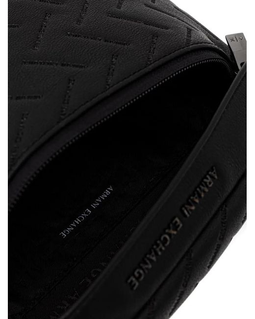 ARMANI EXCHANGE Black Logo-Embossed Quilted Belt Bag for men