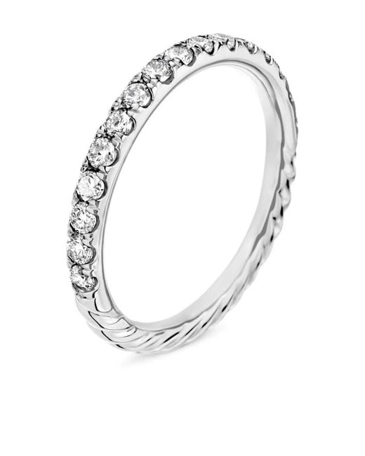David Yurman White 18Kt Cable Collectibles Diamond Stack Ring (2Mm)