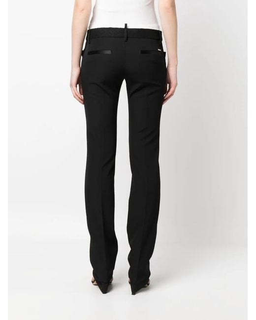 DSquared² Black Slim-Cut Virgin Wool Trousers