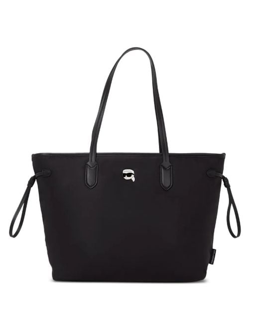 Karl Lagerfeld Black Ikon Drawstring Tote Bag