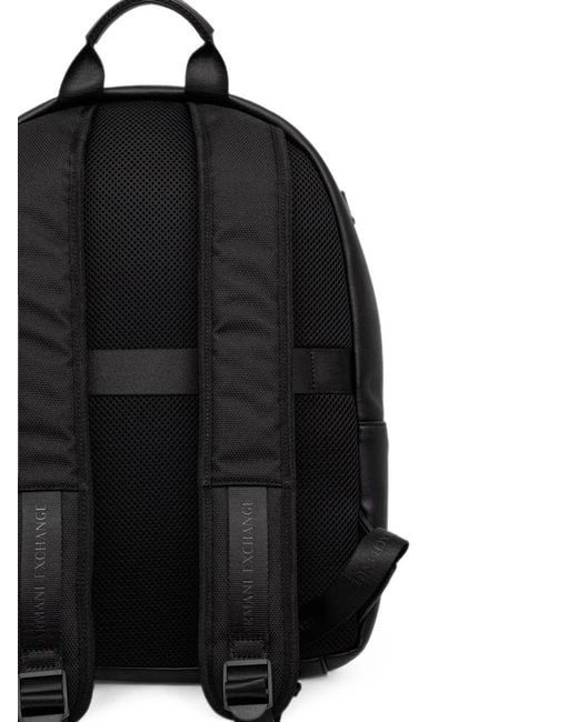 ARMANI EXCHANGE Black Logo-Patch Panelled Backpack for men