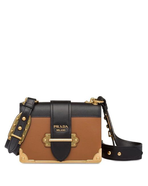 Prada Brown Cahier Leather Shoulder Bag
