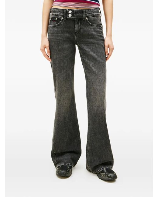 Tommy Hilfiger Gray Double-Button Flared Jeans