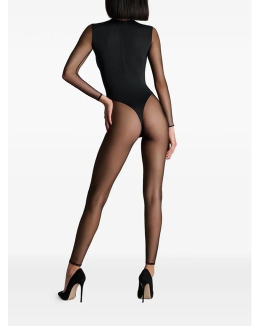 Maison Close Black Pure Tentation V-Neck Mesh Catsuit