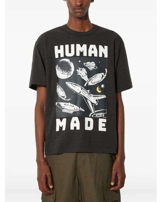 Human Made Black Graphic-Print T-Shirt for men